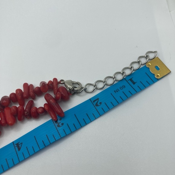 Vtg 80s Red Branch Coral Huge Chunky Necklace 20” Adjustable / Vintage - Picture 9 of 9